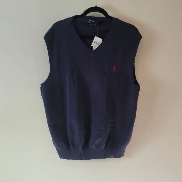 Polo Ralph lauren NWT Pima COTTON Navy Knit Vest XXL/TTG. - Picture 2 of 9